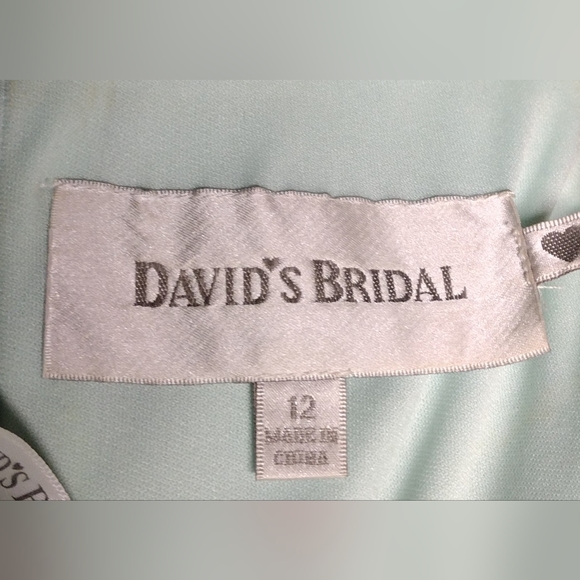 NWT David's Bridal One Shoulder Bridesmaid Dress In Mint Green - Size 12 - Picture 3 of 4